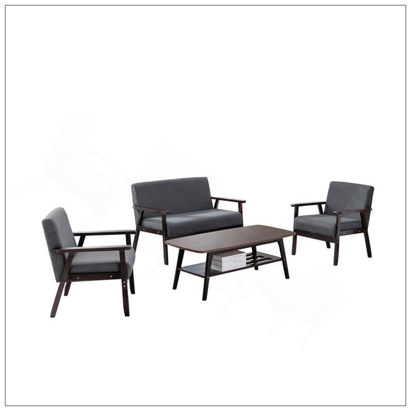 Ensemble de 2 causeuses et table basse Espresso, Gris, Noir