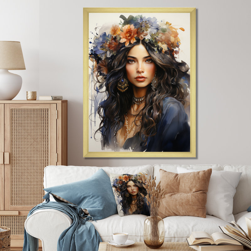 «Trevonn Boho Latina Bohemian Queen», reproduction sur toile, H 20 po x l 12 po x P 1 po, Encadrement doré