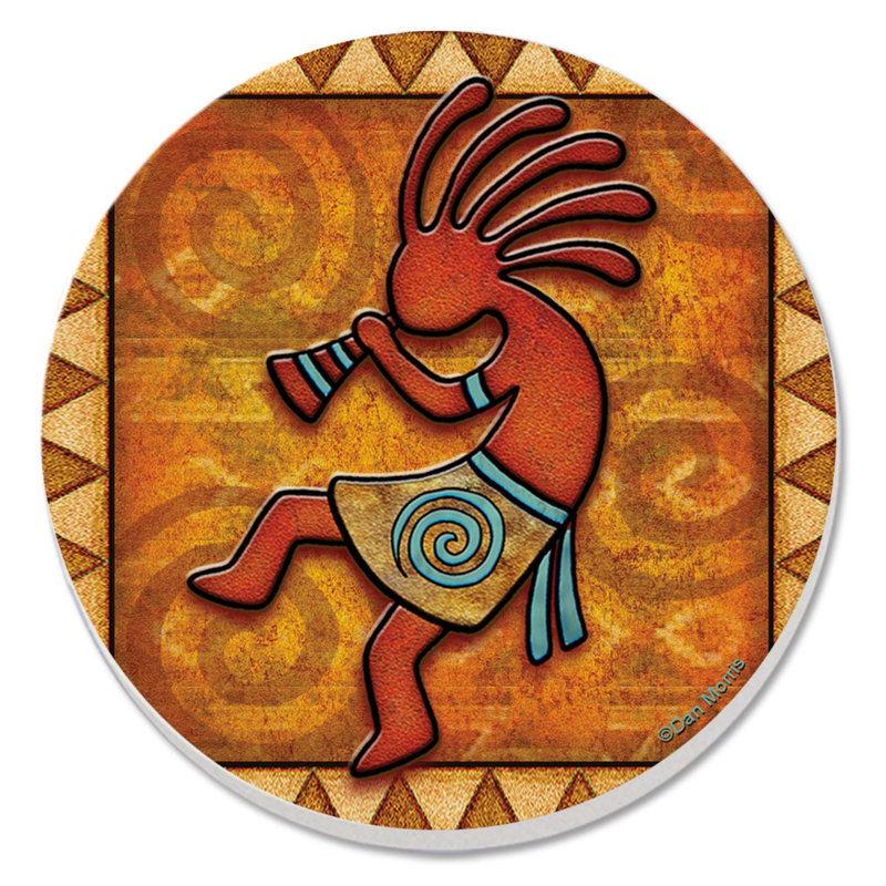 Kokopelli 4-Pack Round Absorbent Stone Coasters