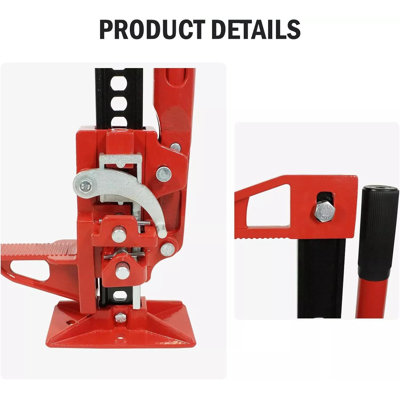 Heavy Duty High Lift Farm Jack – 7000 lbs Capacity – Adjustable Ratcheting Utility Jack for Tractor, Truck, SUV, Trailer – Durable Red – 48 inches | Red