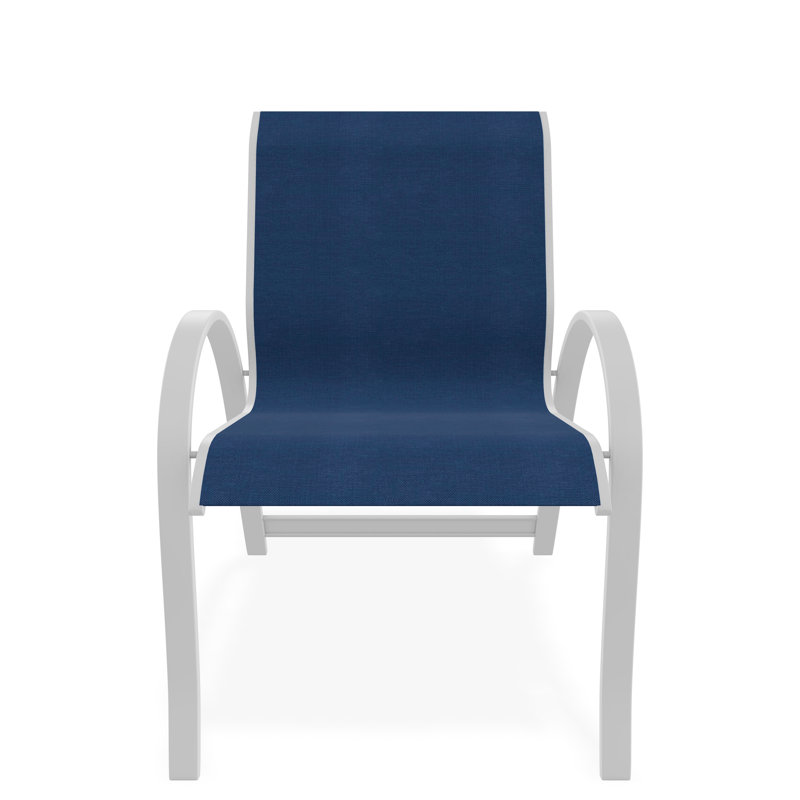 Aruba II Sling Aluminum Frame Stacking Arm Chair, White, Cole