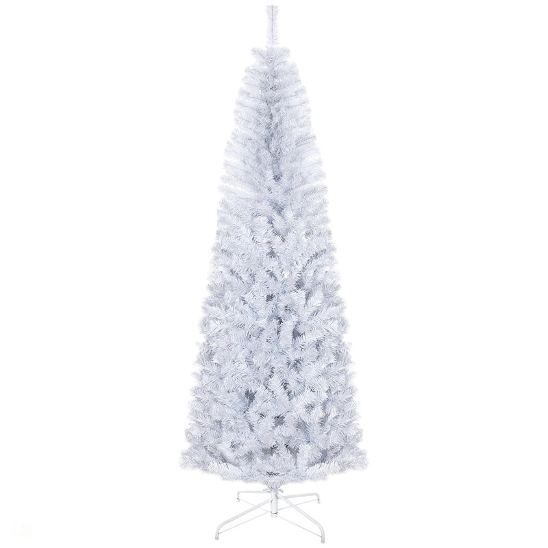 Arbre de Noël artificiel mince non éclairé 6 pi avec branches, 618 pointes, pour des espaces compacts et une installation facile, arbre de Noël