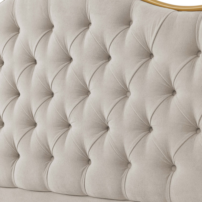 Luxelegance Upholstered Bed Frame, Khaki
