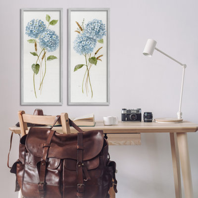 «Blue Hydrangea Long Stems», ensemble de 2 giclées encadrées par Nan
