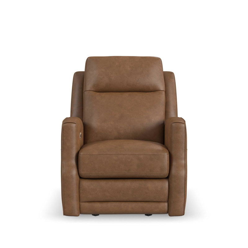 Fauteuil inclinable électrique en cuir véritable 33 po Henri, Brun