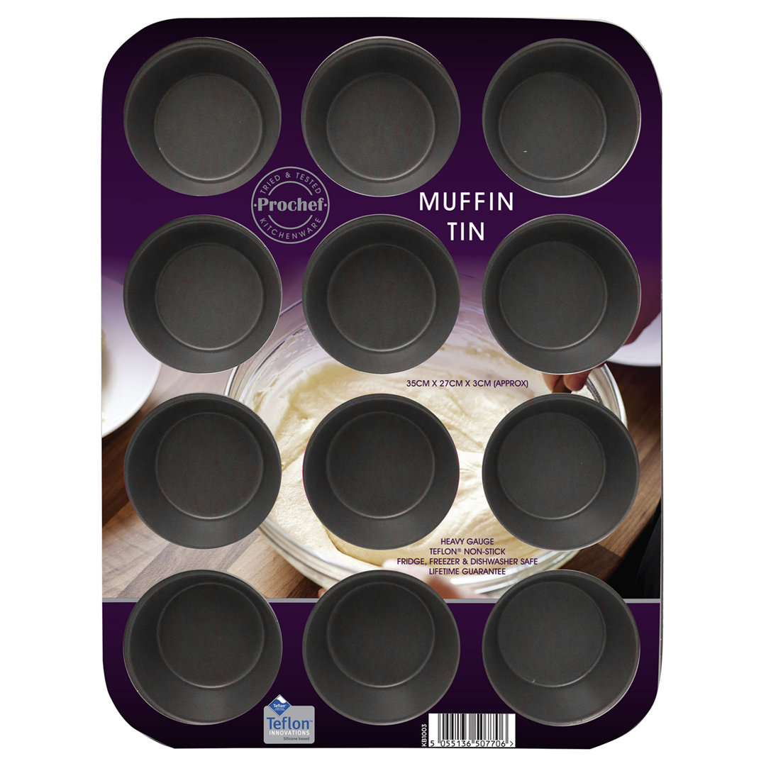 Symple Stuff 12 Cup Non-Stick Steel Muffin Pan with Lid