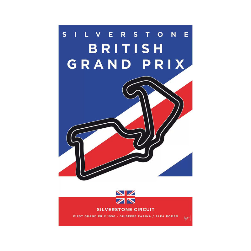 F1 Silverstone Race Track Minimal Poster by Chungkong - Wrapped Canvas Print, 66.04 cm H x 45.72 cm W x 1.91 cm D