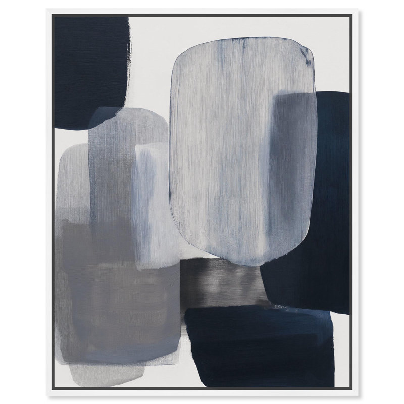 Décoration murale moderne en toile Oceanic Forms I , H 21 po x l 21 po, Cadre flottant blanc
