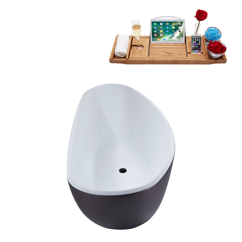 74.8'' x 35.4'' Soaking Acrylic Bathtub, Matte Black