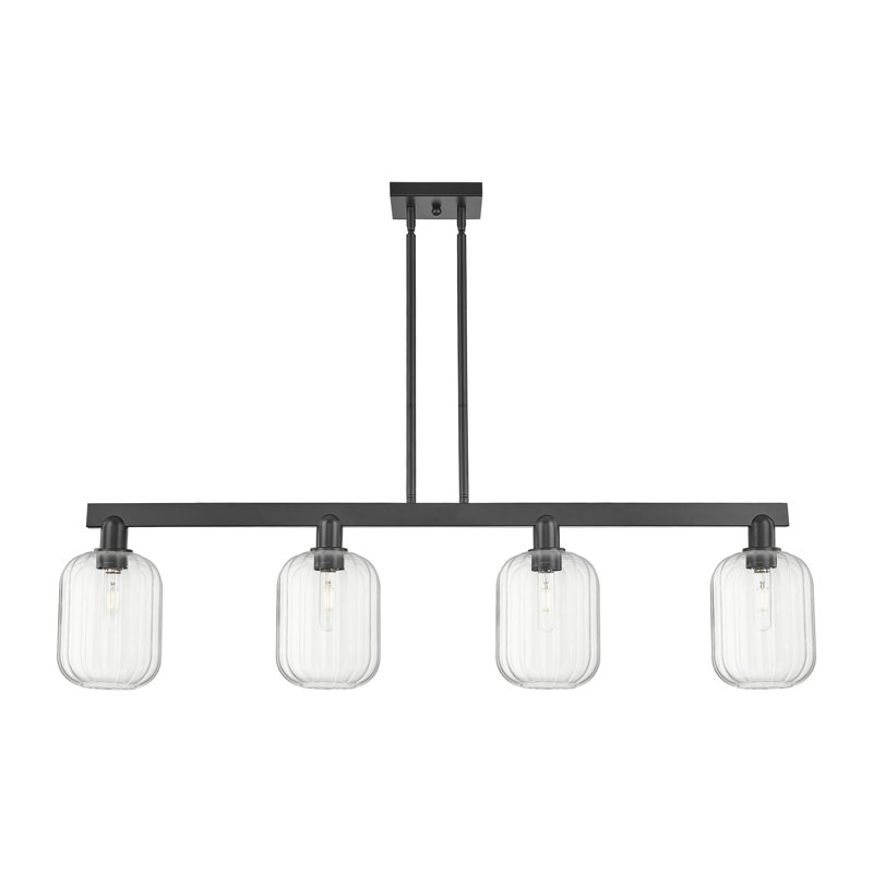 Luminaire suspendu pour îlot 4 lumières Hailsham, Clair, Noir mat