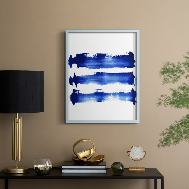 Abstrait, abstrait encadré, prêt à accrocher, Bleu, H 29 po x l 23 po