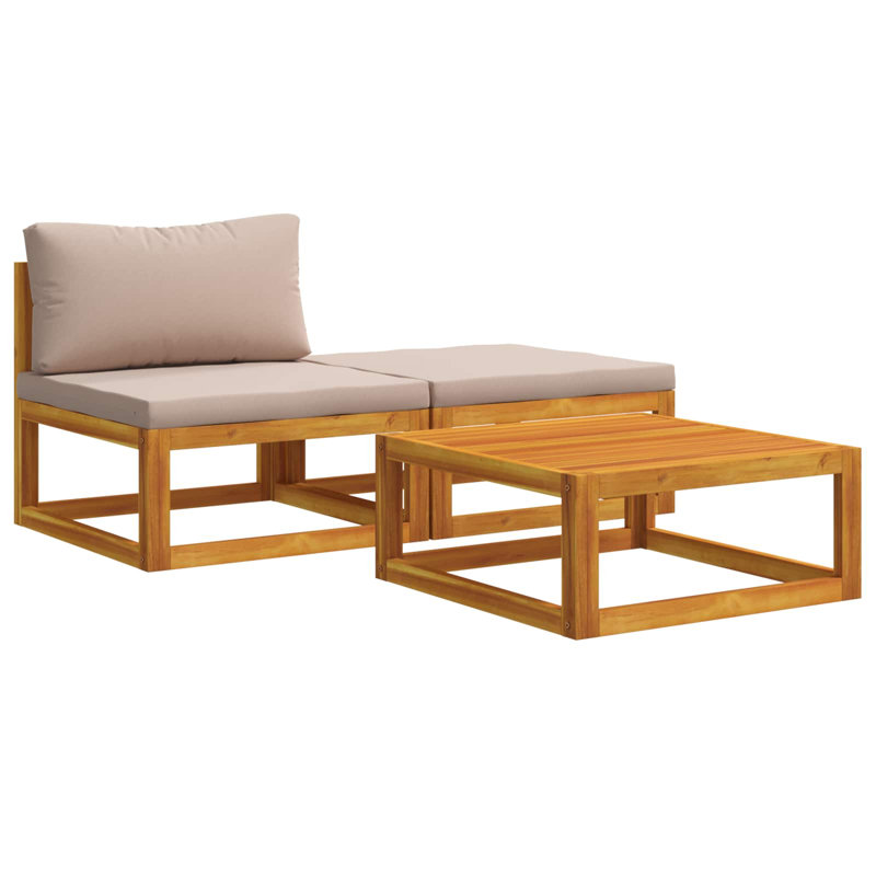 vidaXL Garden Lounge Set Corner Sofa Armchair Coffee Table Solid Acacia Wood