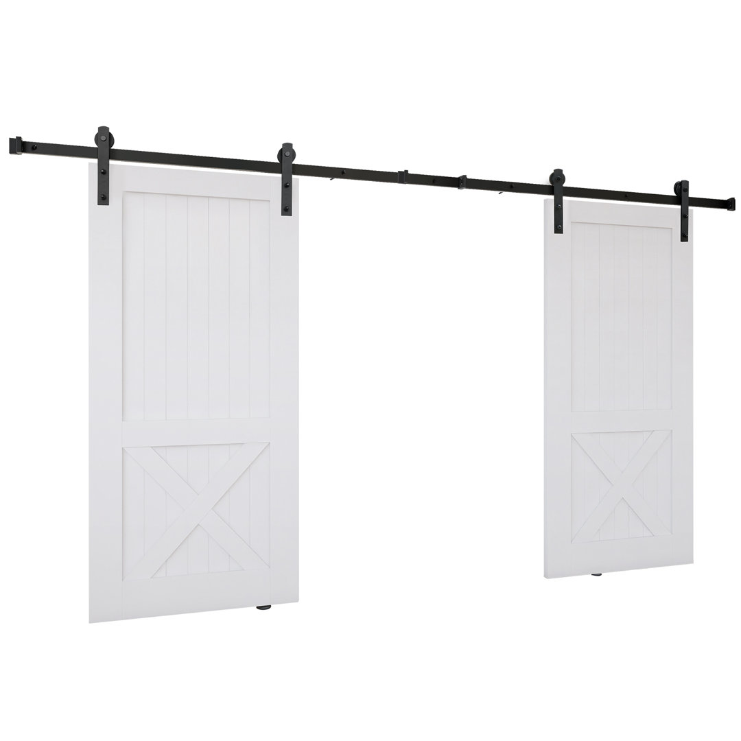 Black Steel Double Door Barn Door Hardware Kit Standard Double VEVOR