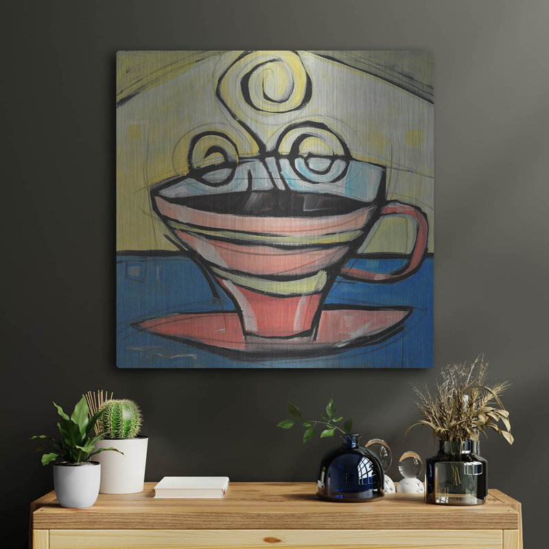 «Coffee Cup 4» par Tim Nyberg, art mural en métal, H 24 po x l 24 po