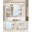 Dressing Table with Lights, Vanity Desk with Large Led Mirror, Adjustable Brightness, Makeup Desk Vanity Table with 7 Drawers, 4 Shelves for Bedroom, Storage Behind the Mirror, White 