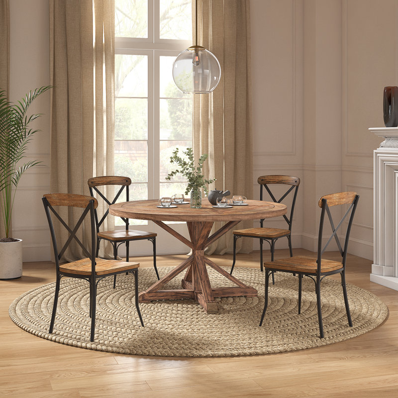 Ensemble de table de salle à manger Diskin, H 30 po x L 59,52 po x l 59,52 po, Naturel légèrement vieilli