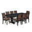 Cet ensemble de table de salle à manger 9 pièces comprend une table de cuisine et 8 chaises en cuir de polyuréthane brun texturé avec dossier haut - fini noir sablé-852602790-857391522