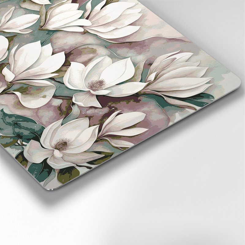 Art mural en métal botanique gris magnolia, H 144 po x l 216 po x P 0,05 po