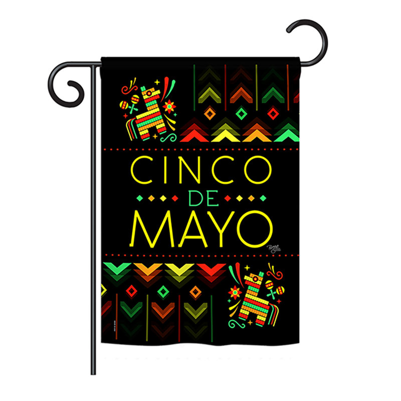 Cinco de secolza et de polyester de 2 côtés 19 po de mayo drapeau de jardin
