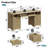 Luing 59''Fluted Executive Desks with File and Storage Drawers , Computer Writing Desk with Keyboard Tray, Home Office Desks with Cable Management and 2 Open Compartments-363406697