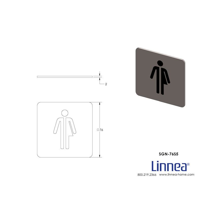 Affiche de porte, Acier inoxydable satiné