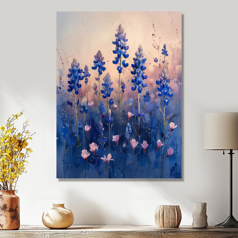 Blue Sunrise Splendor Blue Bonnets II - Blue Bonnets, art mural, Métal métal, H 20 po x l 12 po x P 1 po
