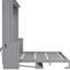 Grand lit gris avec bureau intégré, lumières à DEL, station de charge, conception moderne pour petits espaces, finition de support à lattes de bois, lumières et charge, espaces d'étude peu encombrants, construction,