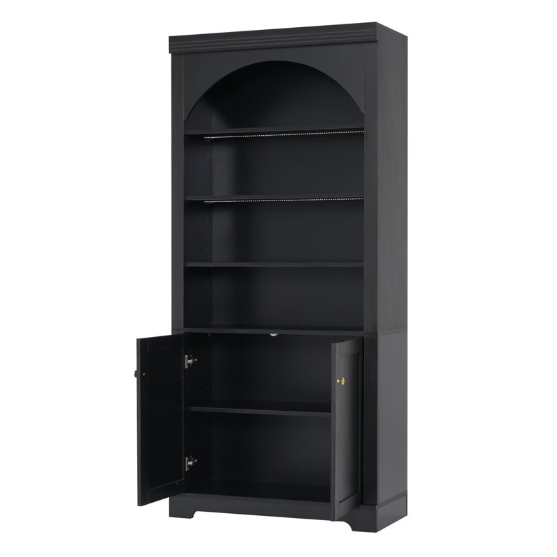 Bibliothèque haute avec 4 lumières DEL, Noir