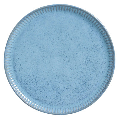 Assiette plate en grès cérame 10,8 po Linhas Breeze - Va au micro-ondes, au four et au lave-vaisselle, par Porto Brasil