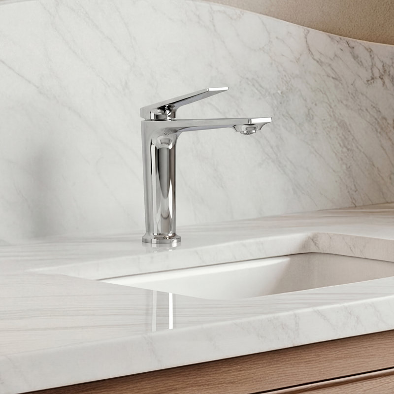 Single Hole Bathroom Faucet with Drain Assembly, Single Handle Bathroom Sink Faucet, Chrome