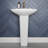 33.8" Tall White Rectangular Vitreous China Pedestal Bathroom Sink with Overflow