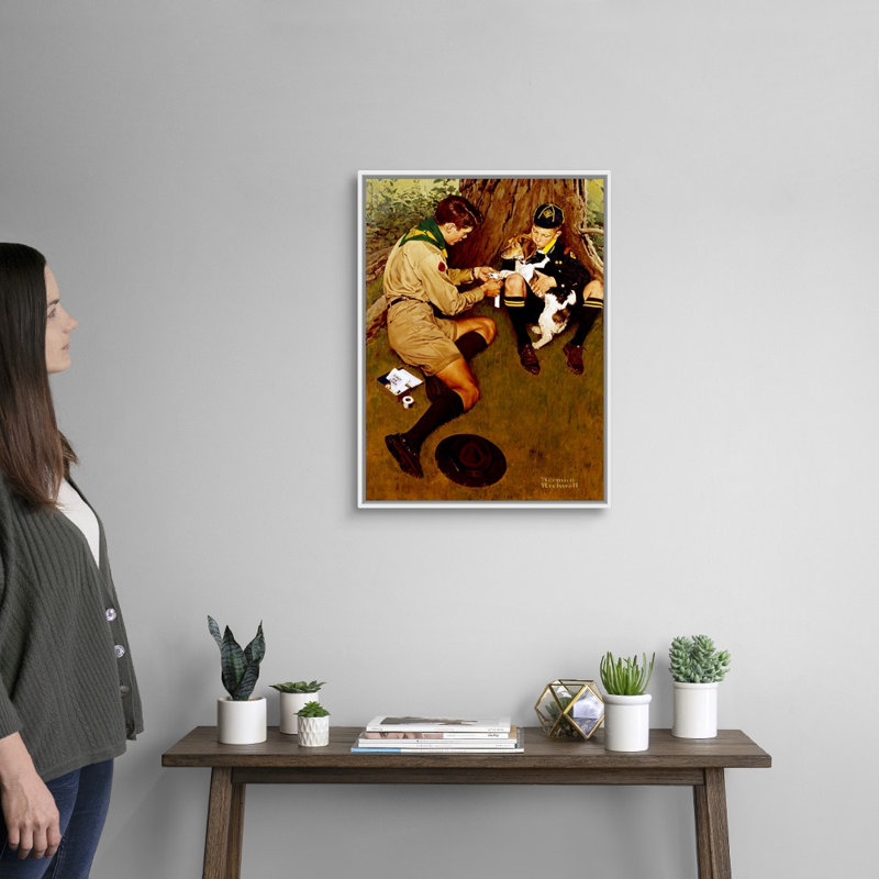 «Friend In Need», art mural sur toile, Cadre flottant blanc, H 26 po x l 20 po x P 1,75 po