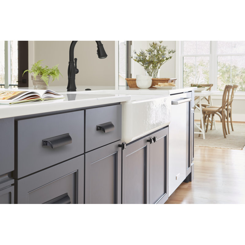 Jolene Cup Cabinet Pull, Matte Black, 3 3/4" Center to Center