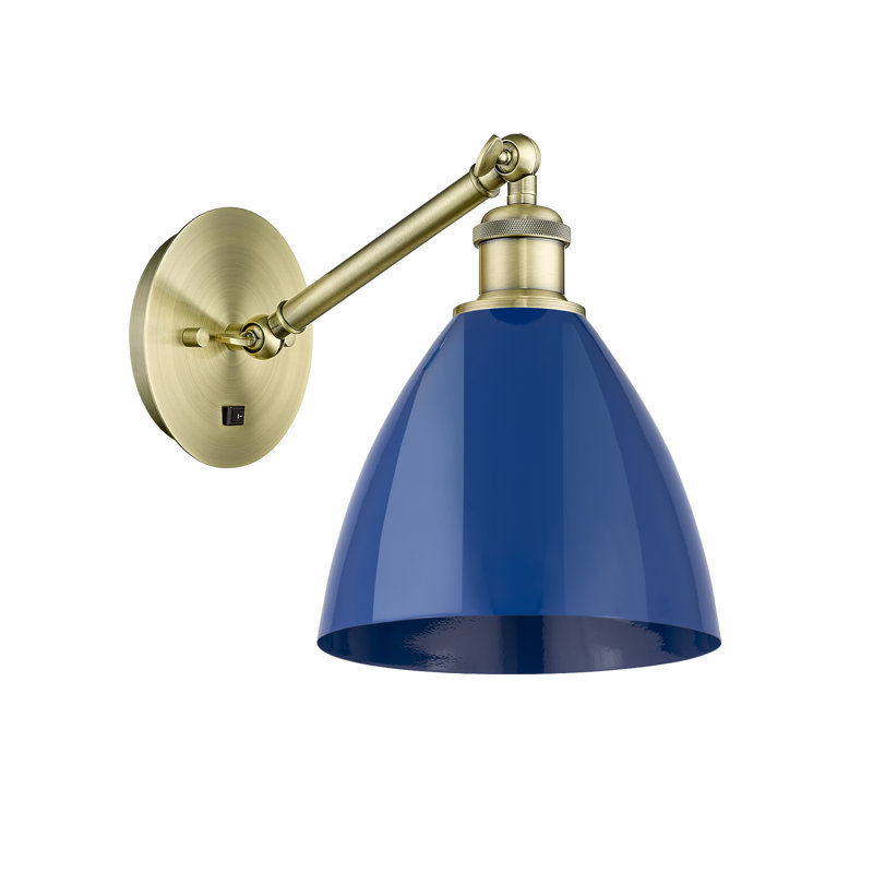 Armed Sconce, Antique Brass, Blue