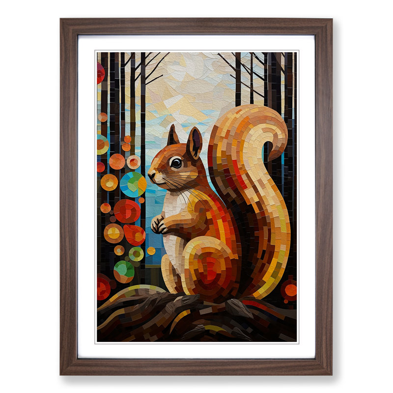 Squirrel Constructivism - Framed Print, Walnut Framed, 34cm H x 25cm W x 2cm D