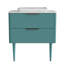 Meuble-lavabo rayé 30 po, style moderne, double rangement, mécanisme, aigue-marine, lavabo en céramique, autoportant ou fabrication de qualité supérieure