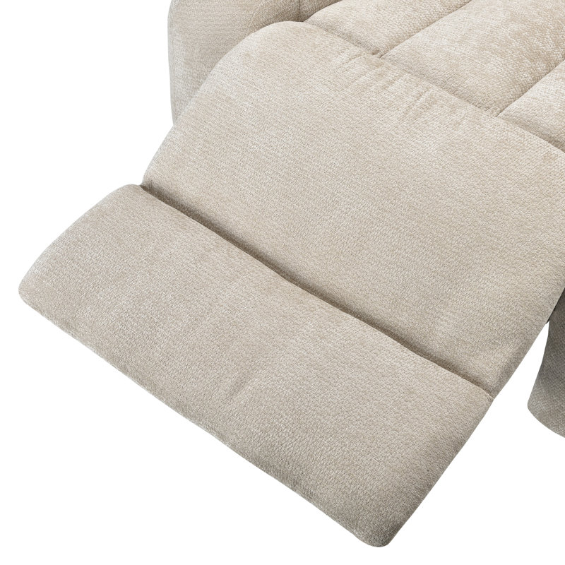 Modern Chenille Swivel Rocking Beige Recliner, Beige