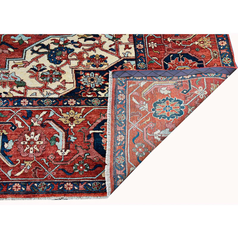 Wool Oriental Area Rug in Rust/Beige/Blue, Rectangle 8' x 10'