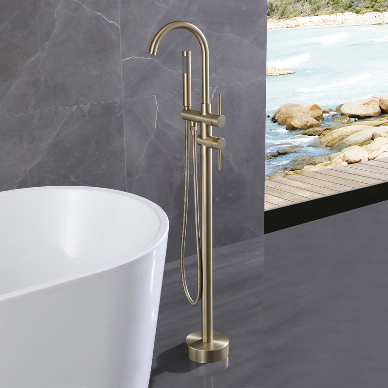 Floor Tub Filler, Brushed Gold