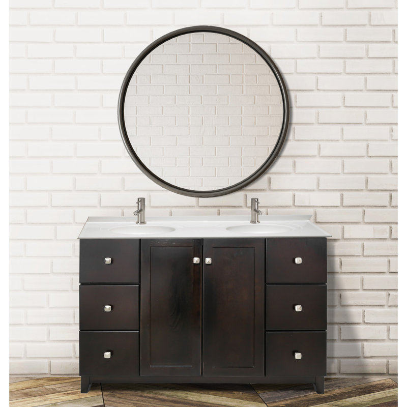 Dessus de meuble-lavabo en marbre de culture 61 po, deux lavabos avec dosseret, blanc
