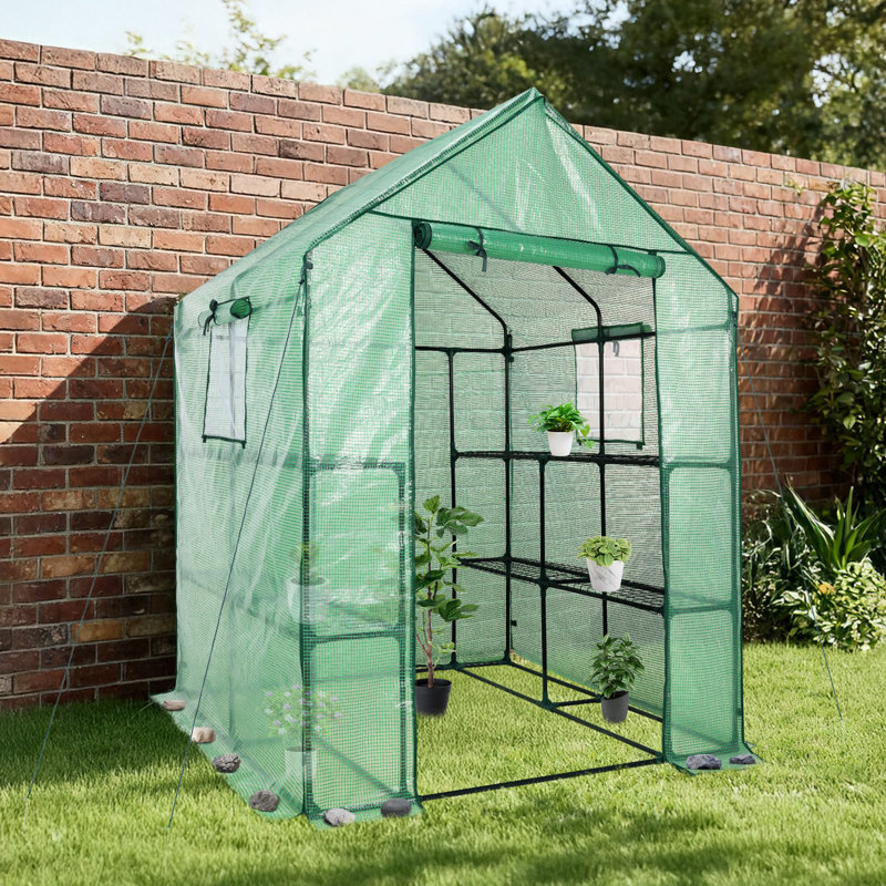 Aoodor Walk-in Greenhouse with 4 Shelves, 4.7' W x 4.7' D