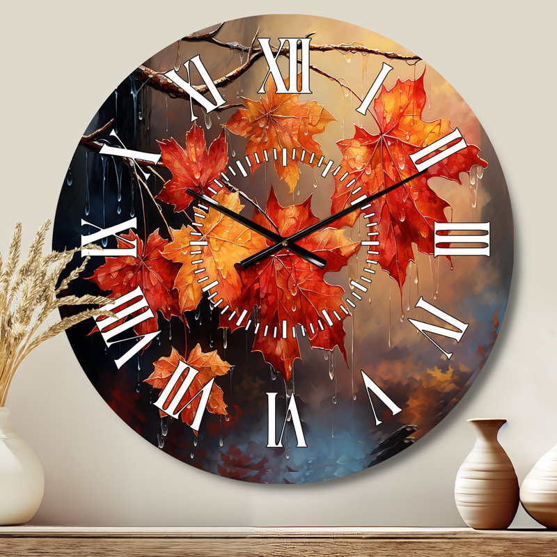 Canada Orange Autumn Symphony III - Trees White Face Wall Clock, Medium