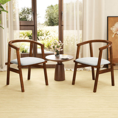 Chaises de salle à manger en bois avec accoudoirs enveloppants et siège rembourré pour la cuisine