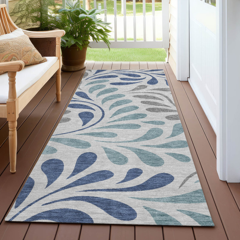 Tapis botanique intérieur / extérieur lavable à la machine Lanphear ACN2411, Tapis de couloir 2 pi 3 po x 7 pi 6 po