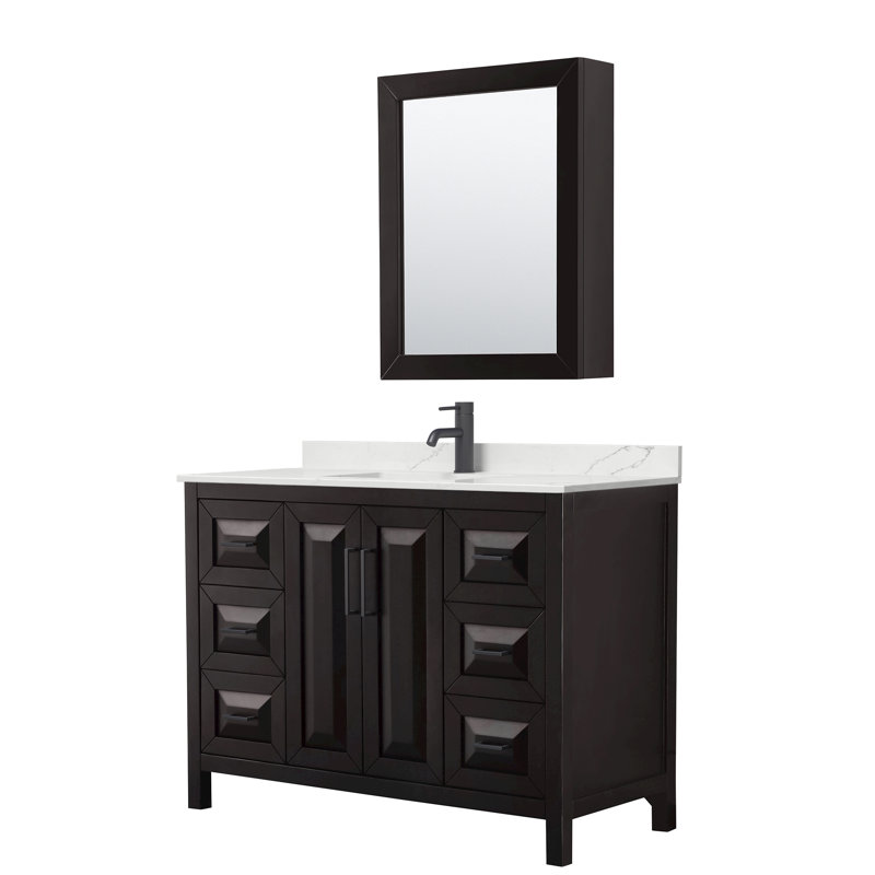 Daria 48'' W Vanity, Matte Black, Brown, White Quartz