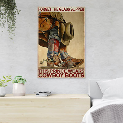 «Someone With Cowboy Bottes - Forget The Glass Slipper», reproduction d'art graphique sur toile tendue
