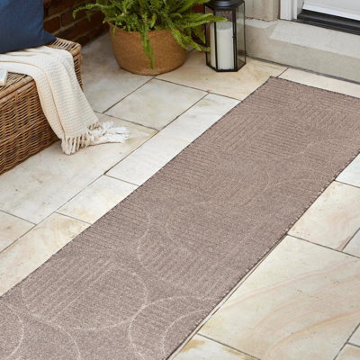 Tapis intérieur / extérieur rayé taupe / beige Aleca