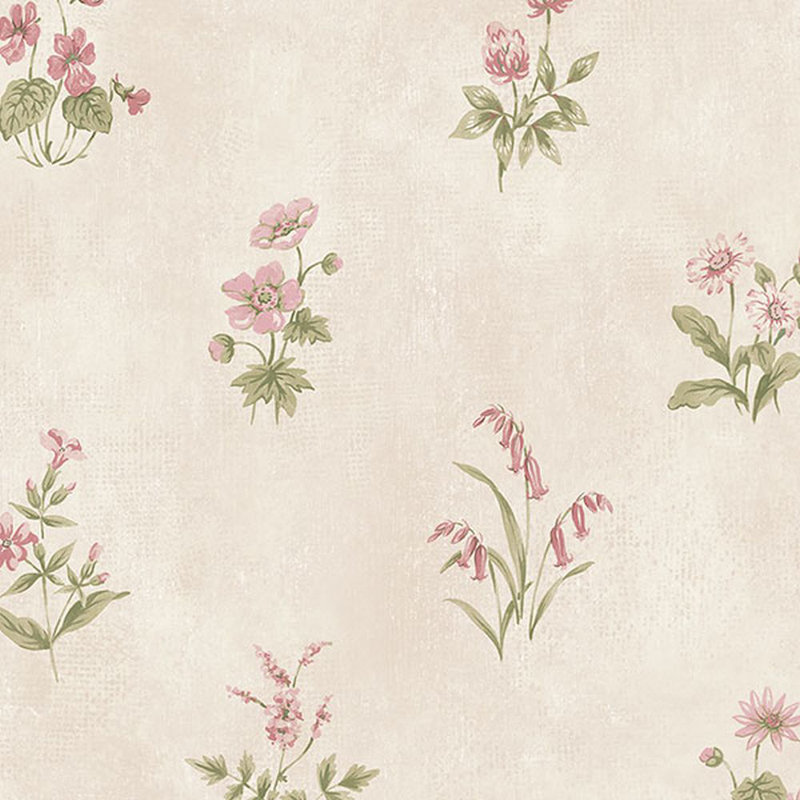 Tyreek Floral Wallpaper, Cream/Green/Pink