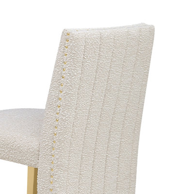 Barstool & Counterheight Chairs in Boucle Fabric Upholstery With Nailhead Trim & Chrome Legs