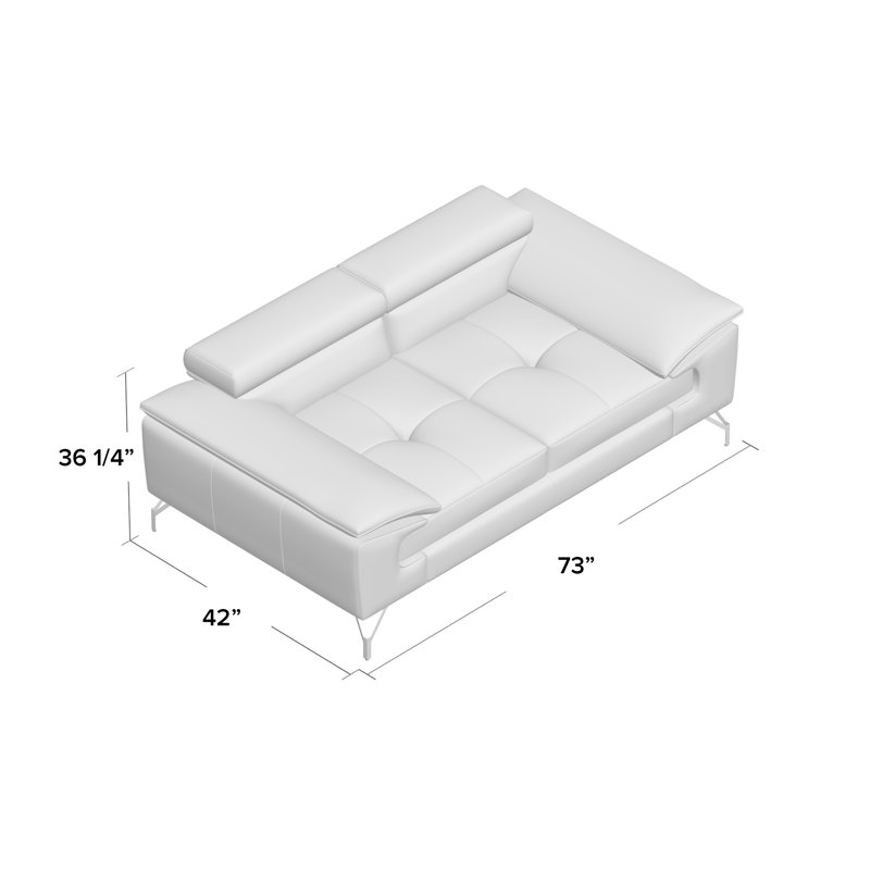 Laurenard 73" Genuine Leather Pillow Top Arm Sofa, Coffee Genuine Leather, 36.2" H x 73" W x 42" D